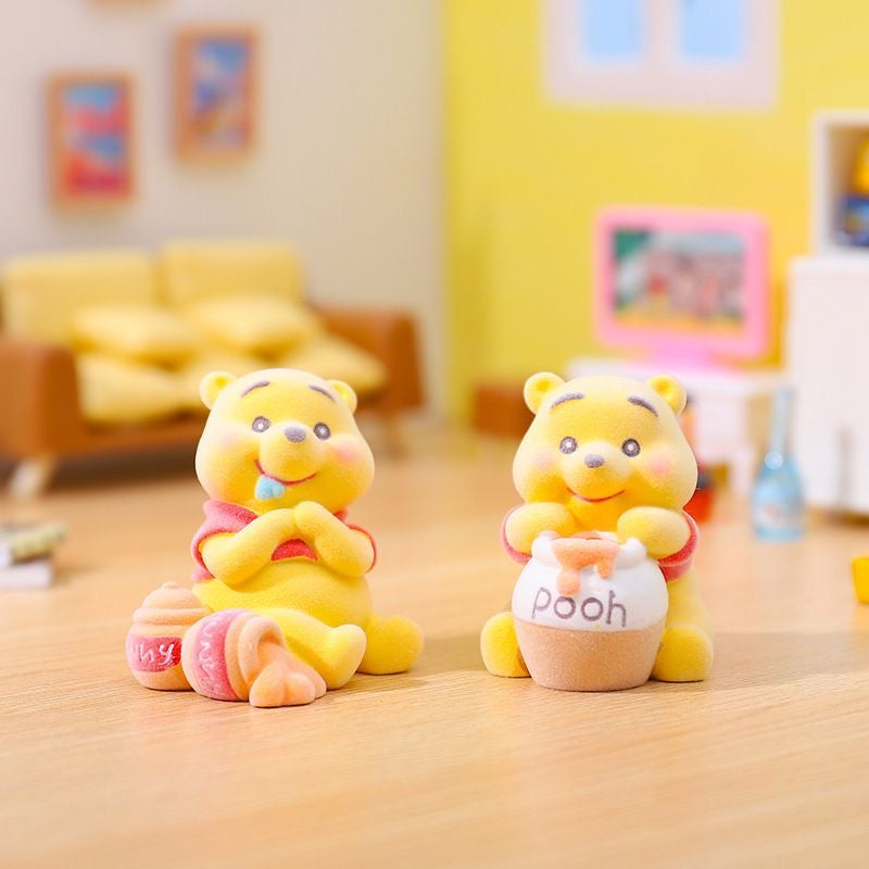 Winnie Pooh honey sweet time fuzzy flocked ,whole set,blind box pen topper figure character