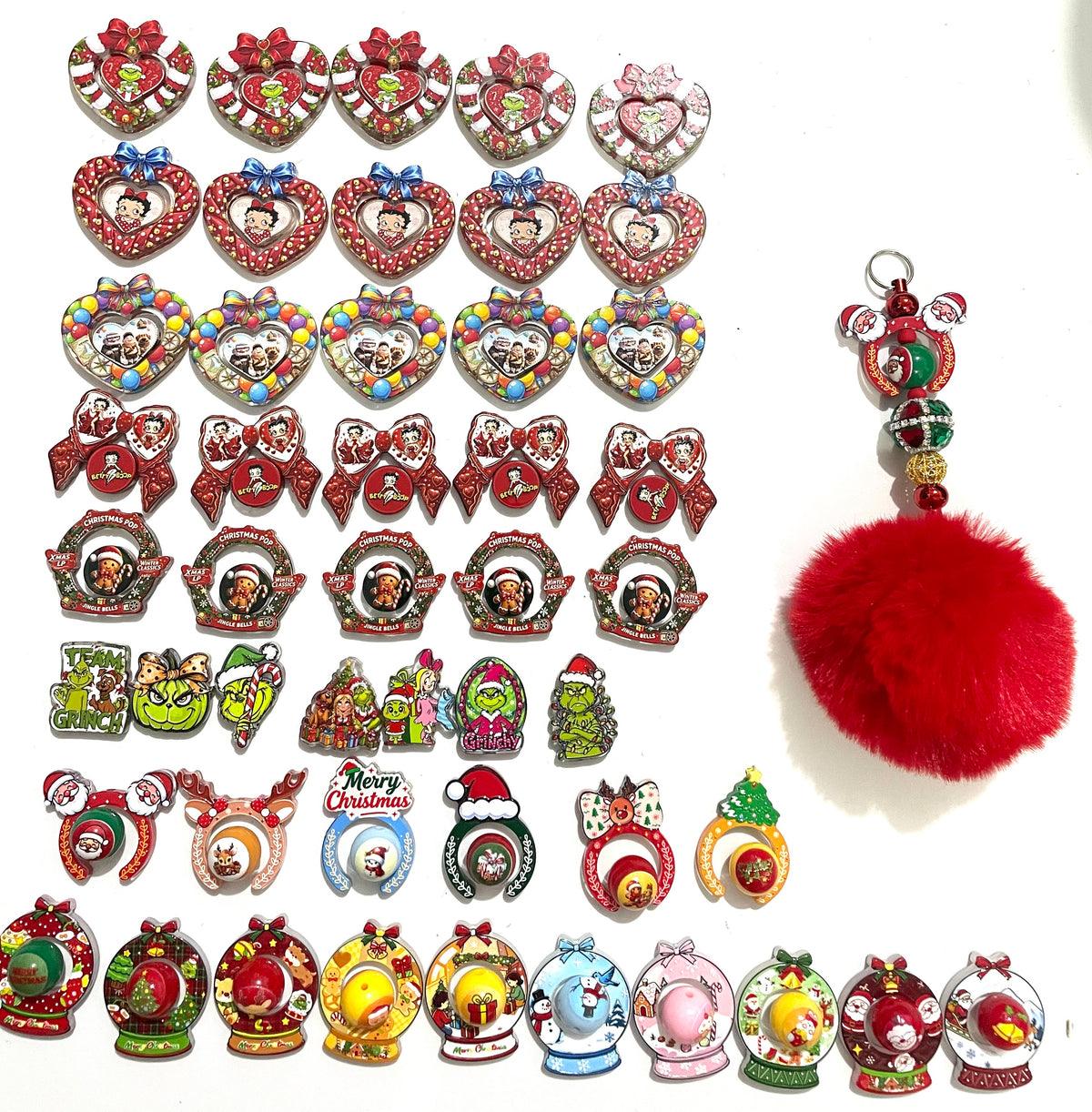 diy beaded beadable crylic  characters focal acrylic focal beads ,figures beads ,variety styles ,Christmas vibe
