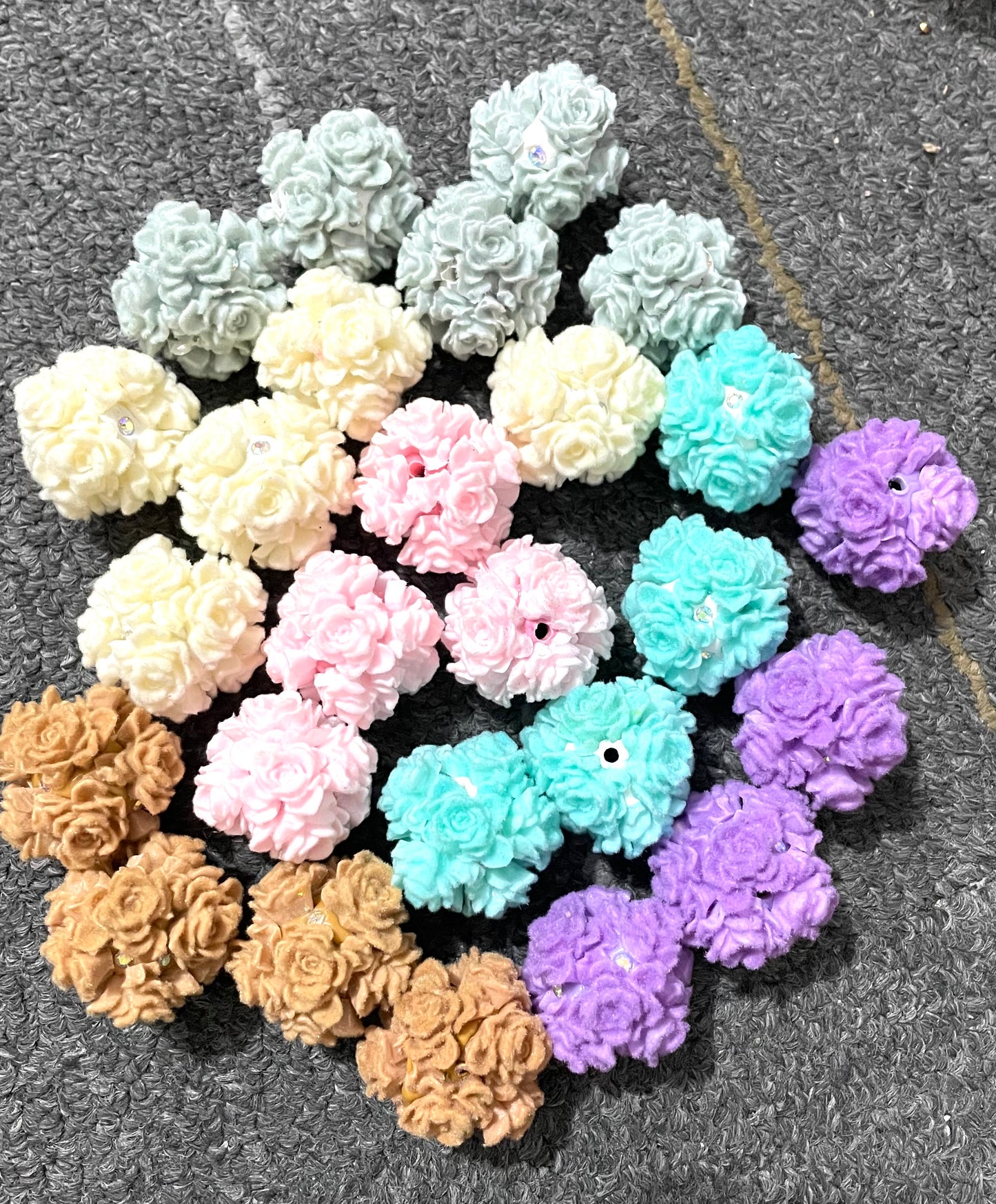 fancy fuzzy flocked soft rose flower random mix colored