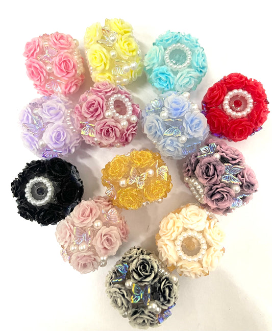 Fancy bead hard flower bead with butterfly radom mixed