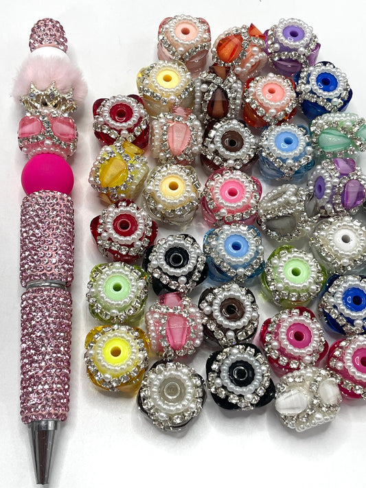 Fancy Beads Chain Rhinestone Pearl ring spacers Pumpkin beads 18mm