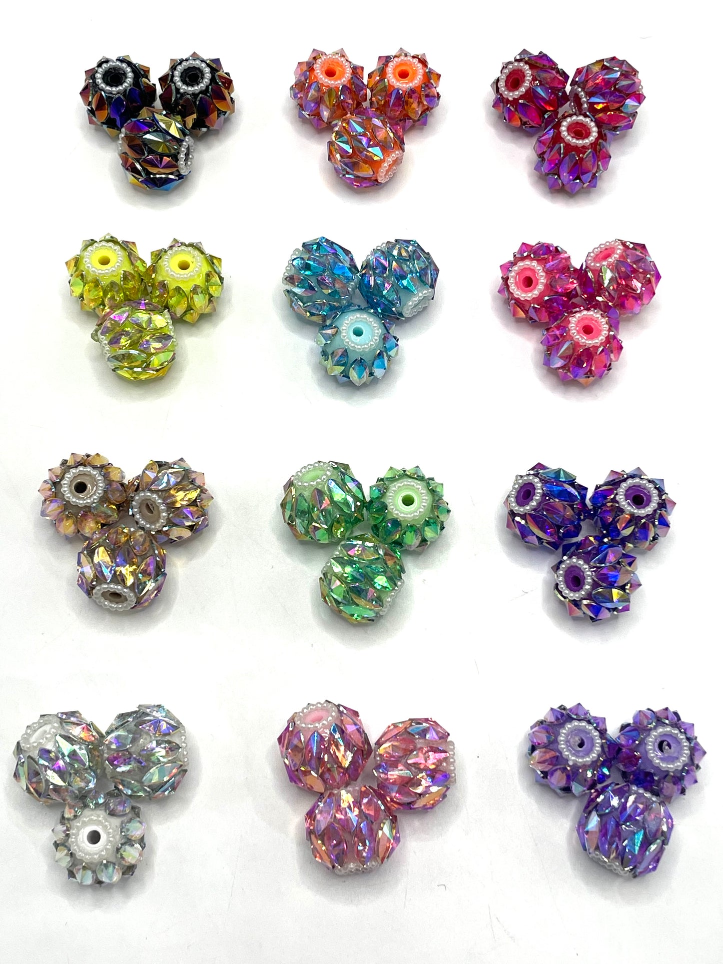 Fancy Beads Acrylic beads Rhombus Pearl gasket Spacers UV Mirror Glass beads 18mm Random Mix