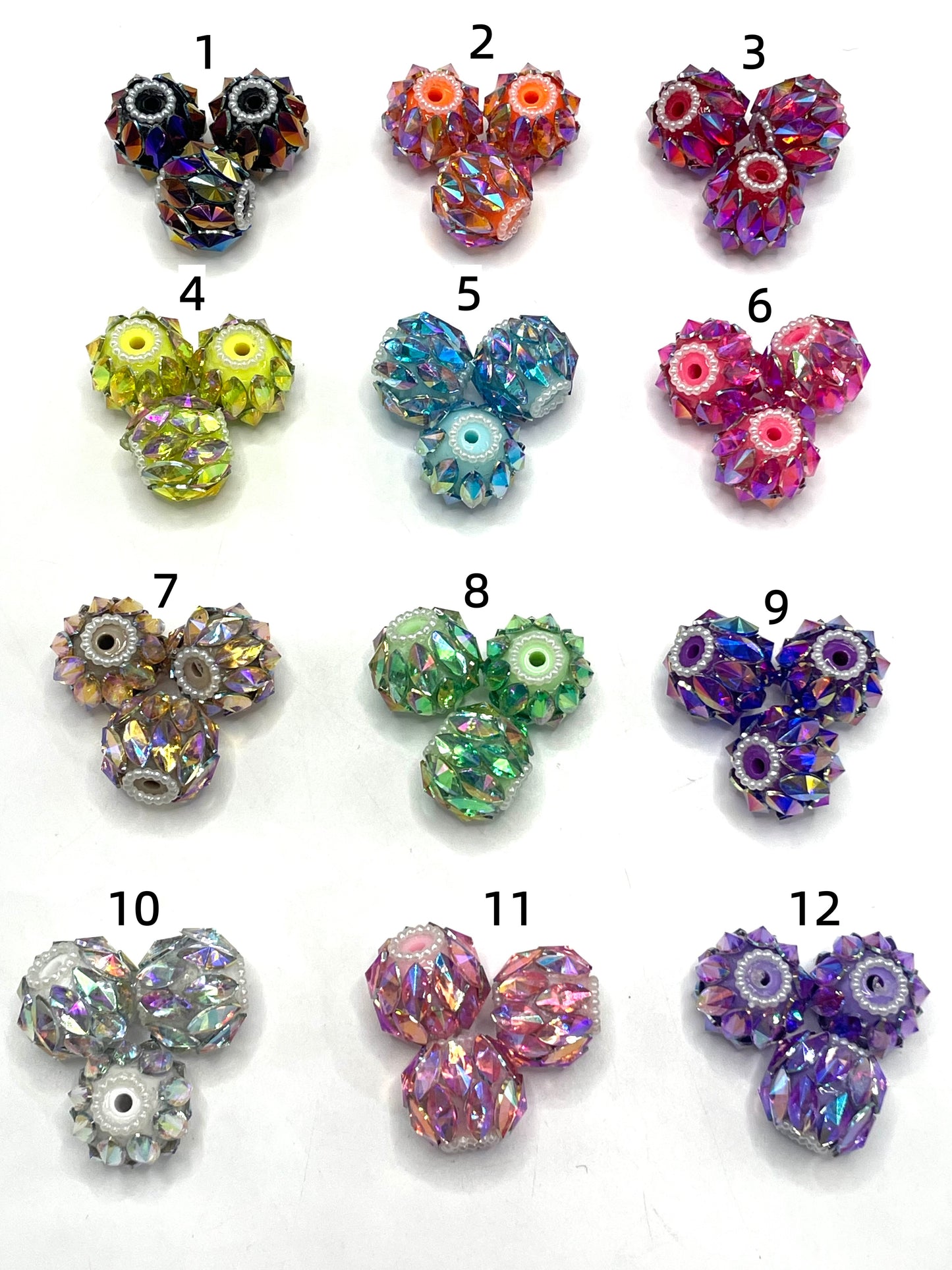 Fancy Beads Acrylic beads Rhombus Pearl gasket Spacers UV Mirror Glass beads 18mm Random Mix