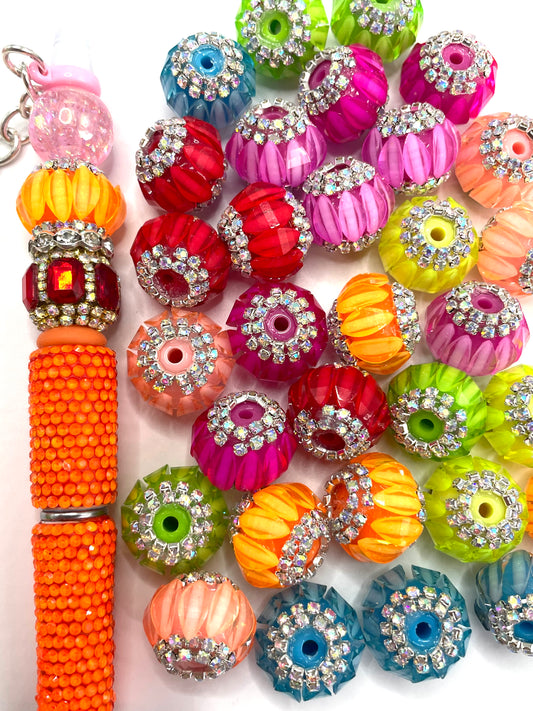Fancy Beads lantern Neon Color Series Pumpkin beads Double-layered chain beads 18mm  Random Mix