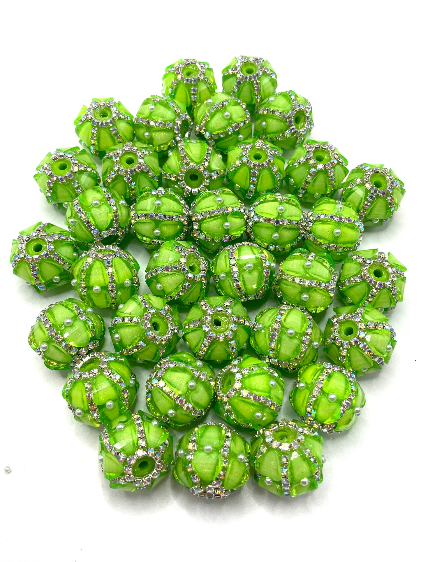 neon bead heart bead with pearl and silver chain fancy beads Random Mix