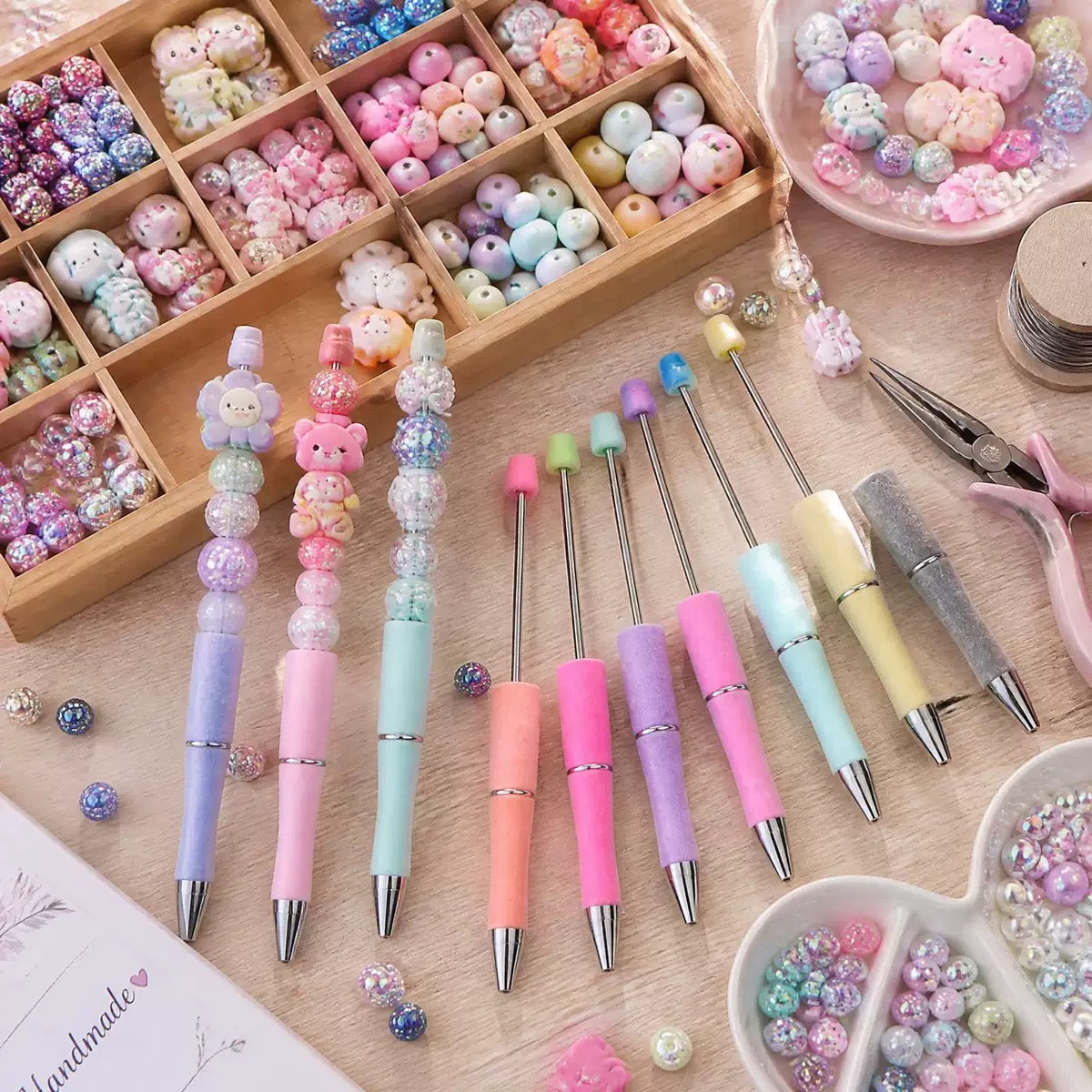 beaded beadable flocked fuzzy pen beaded velvet pen