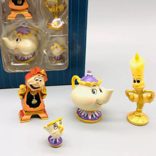 Beauty and beast candle clock set 4 pcs characters cartoon