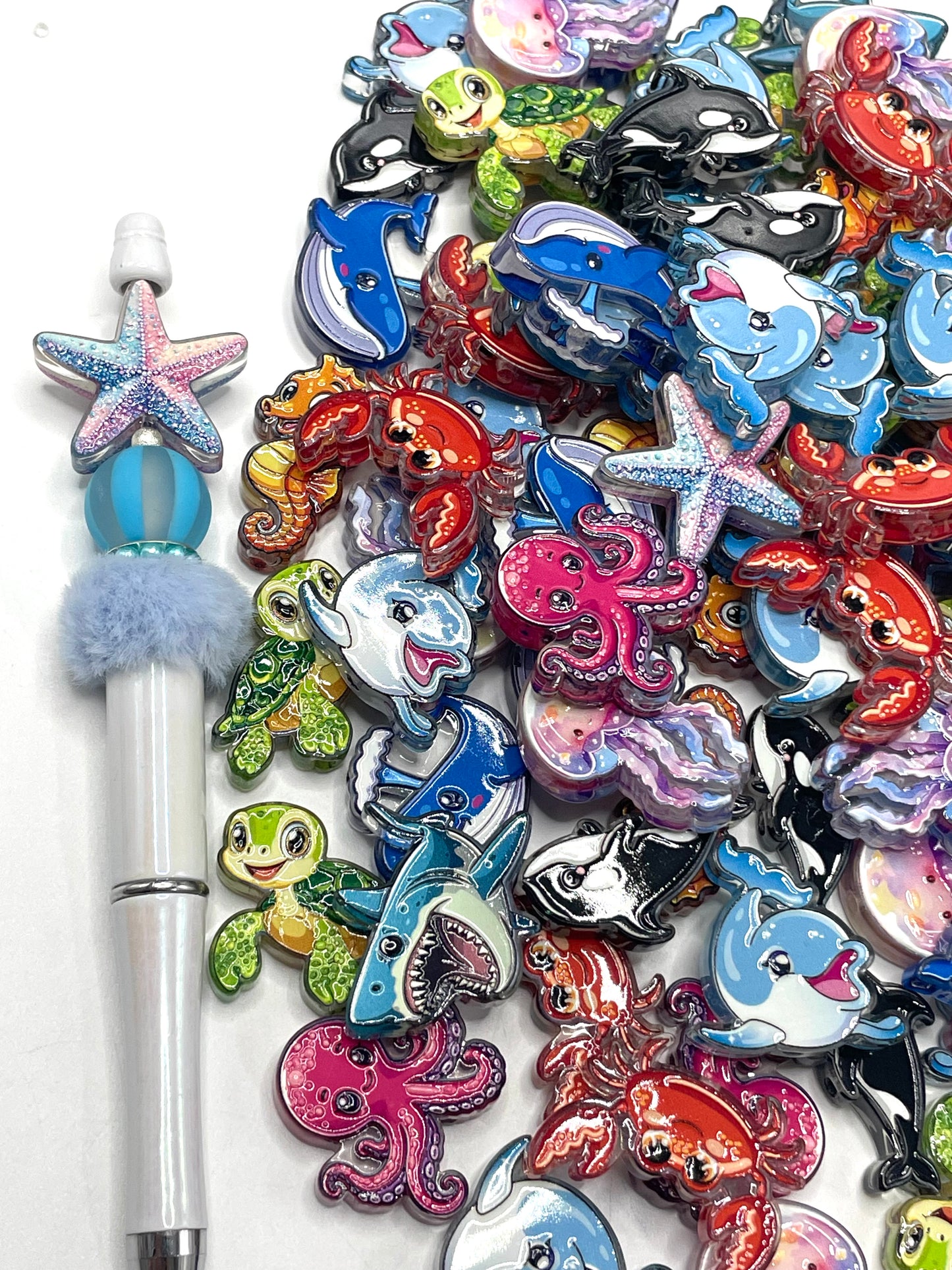 Acrylic beads Ocean Series Marine organisms Marine animals Seafood Acrylic beads Random Mix