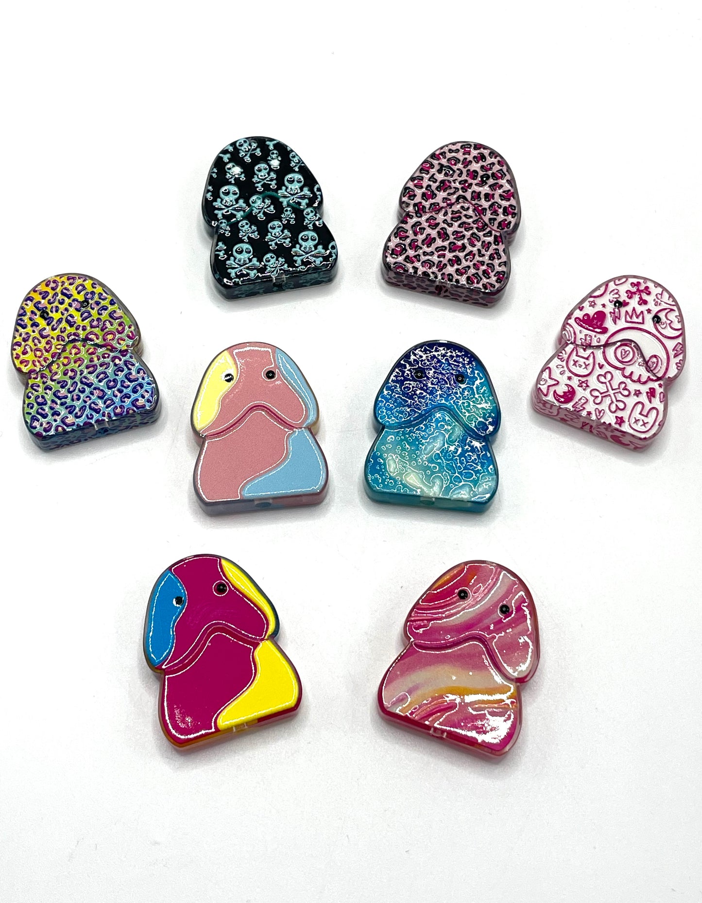 Acrylic Cute beads Cartoon Fat Mushroom with Through-Hole, Personalized Embossed Double-Sided Beads, DIY Handmade Jewelry, Bead Pen Pendant Materials
