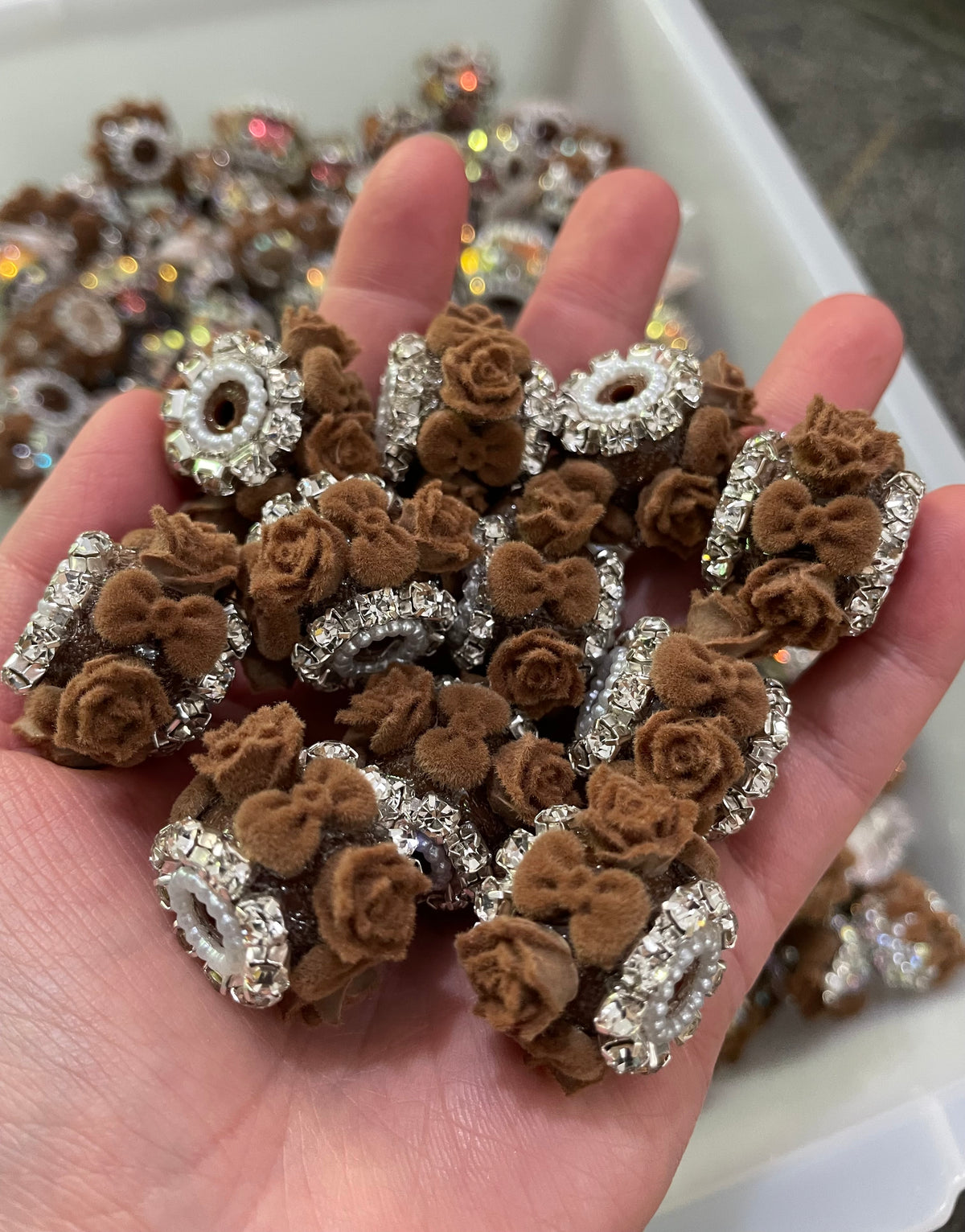 Fancy Beads mix variety styles brown colors