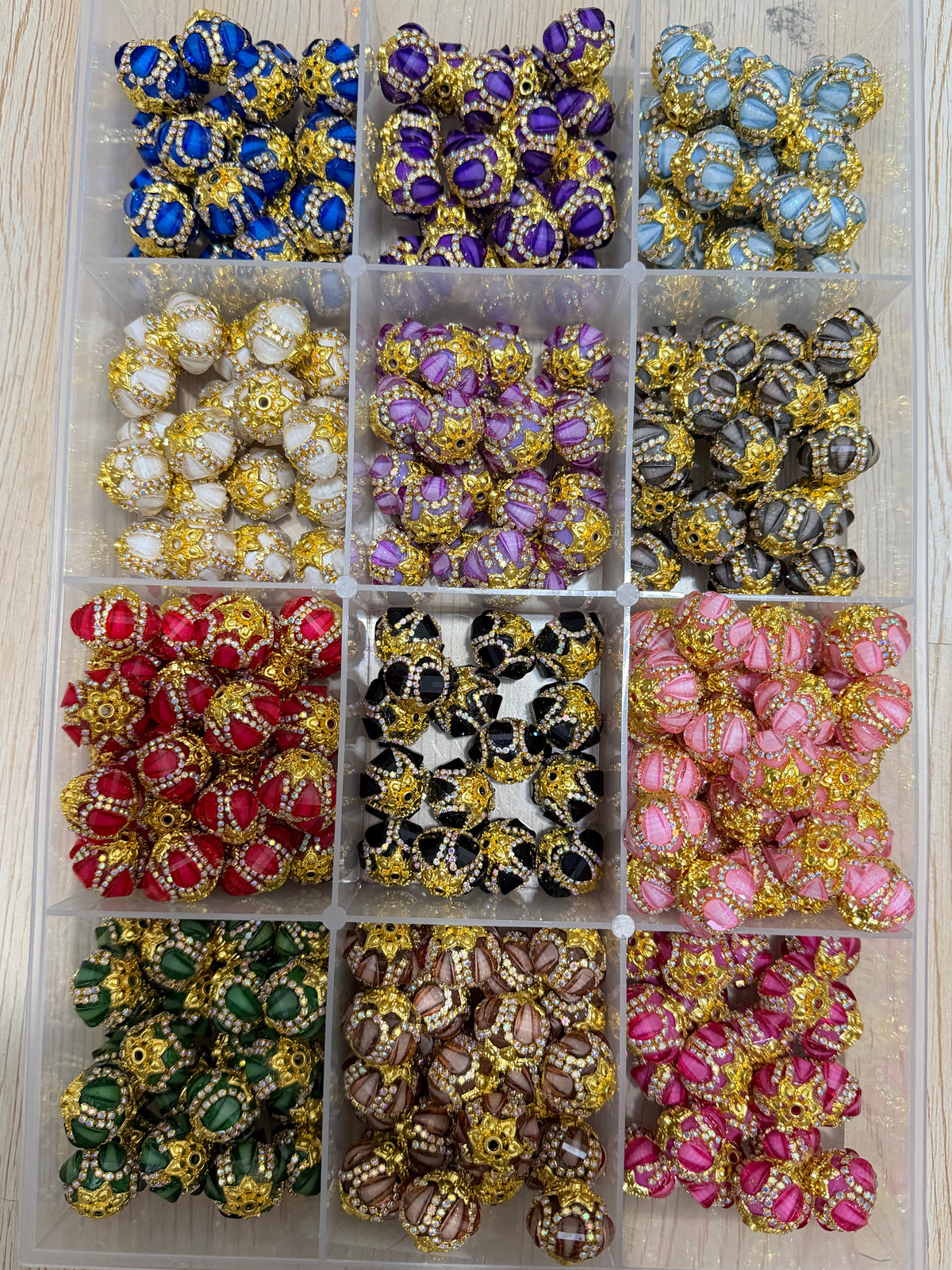 Fancy Beads Golden and silver colors Golden gasket spacers Rhinestone Golden Chain lantern Pumpkin beads Random Mix 18mm