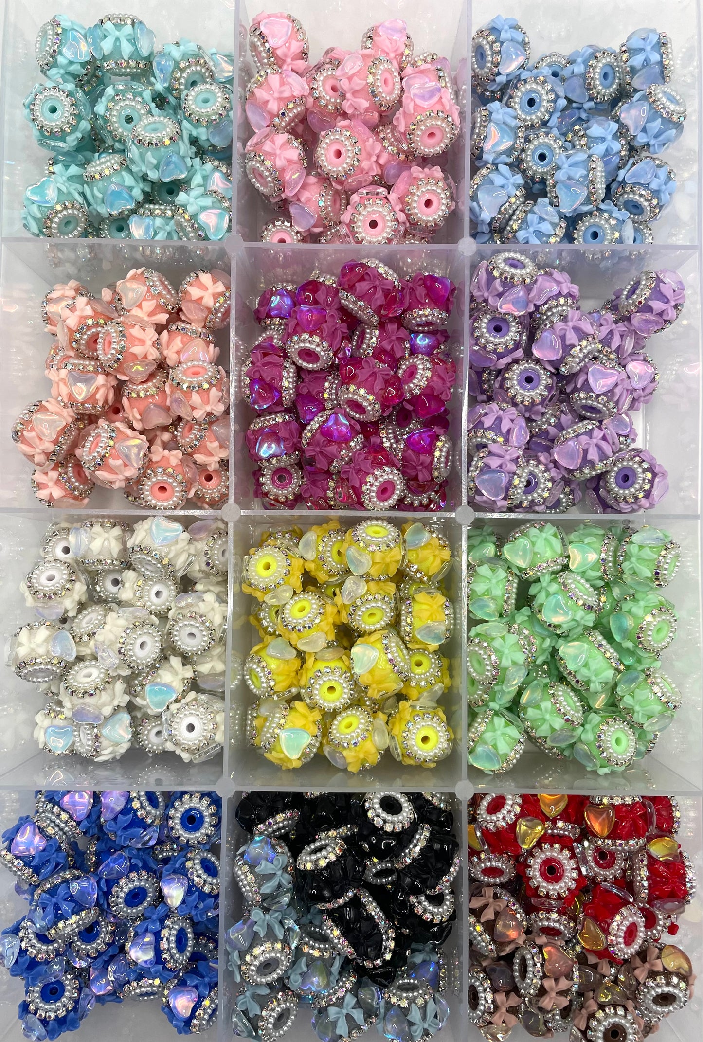 bow with heart fancy bead pearl chain Pearl gasket random mixed 19mm