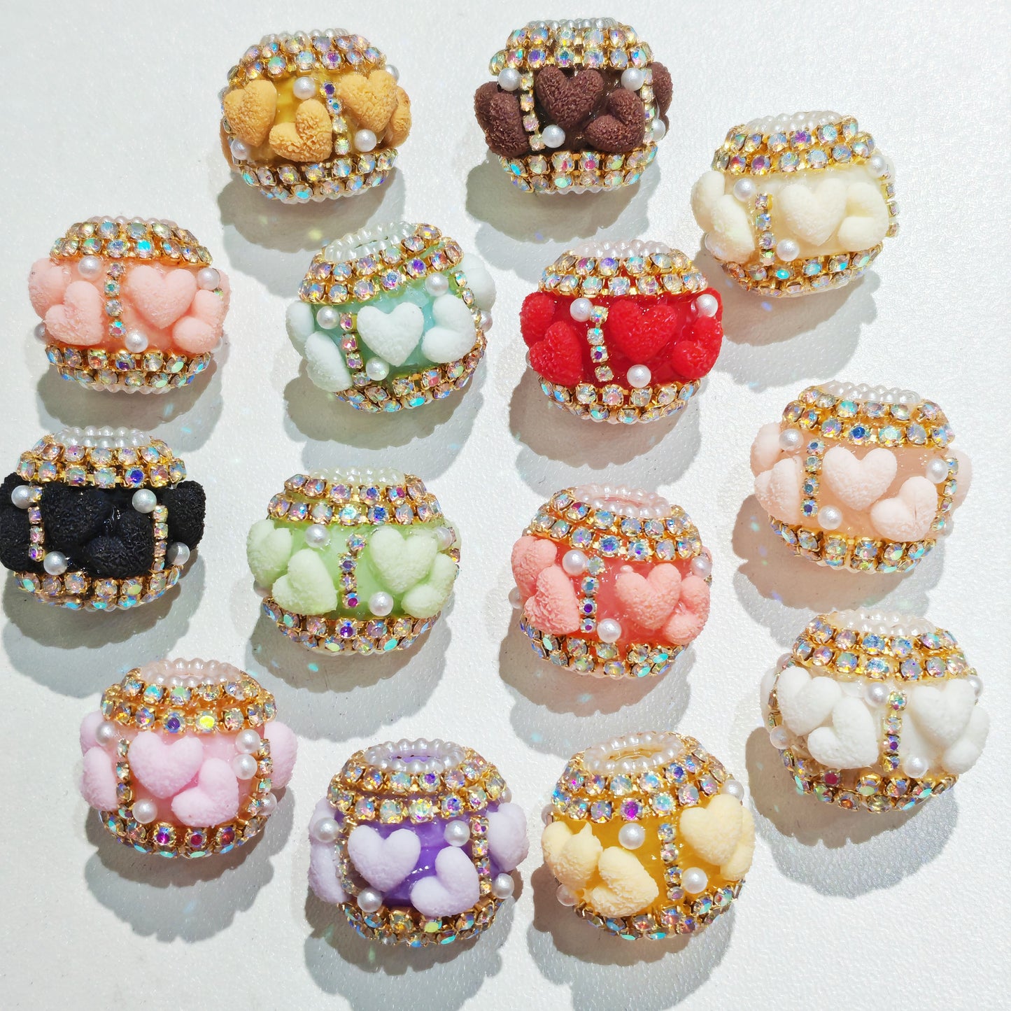 valentine bead heart bead with gold chain pearl fancy bead