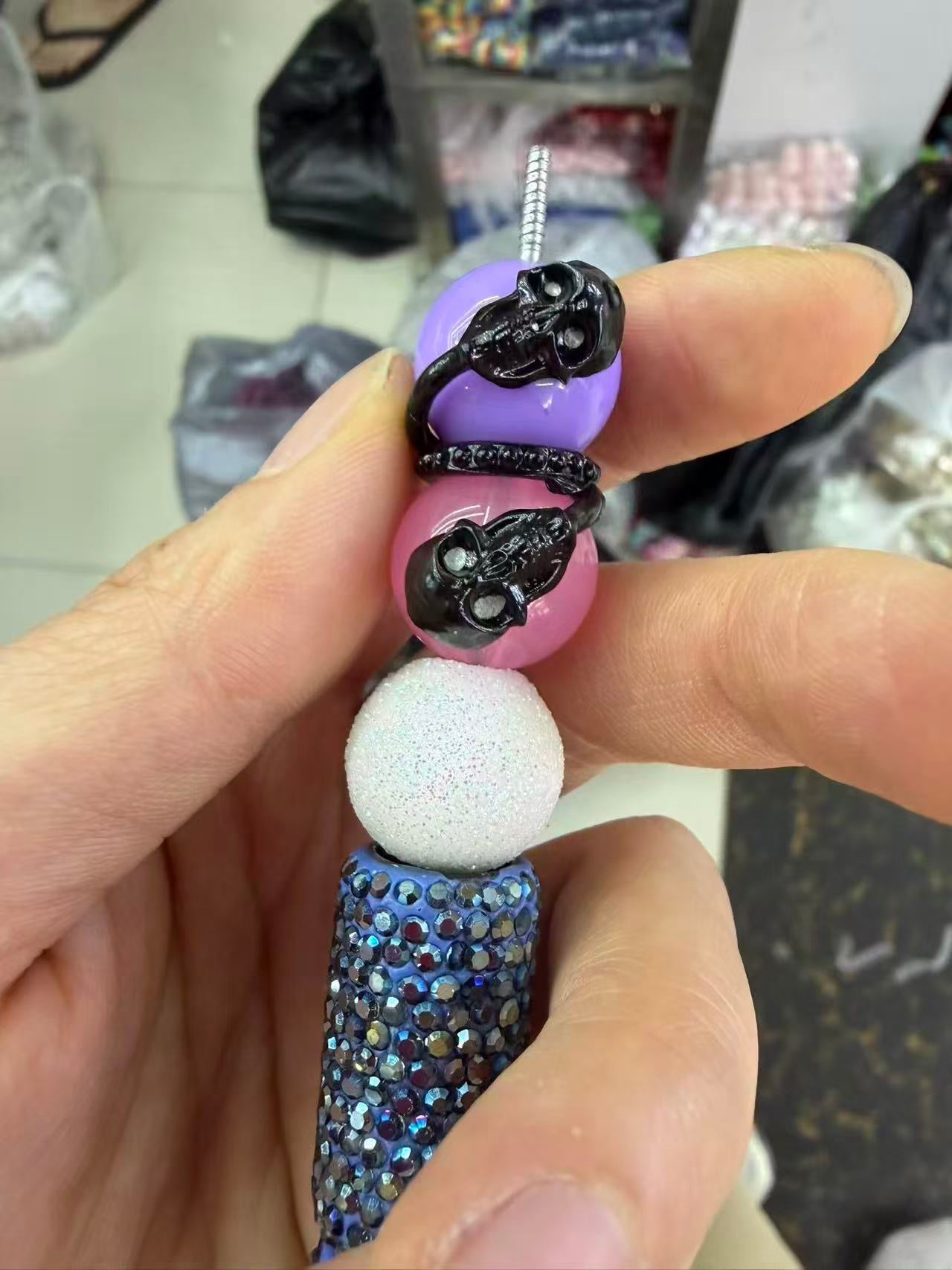 diy beaded beadable metallic skull face bead cap charm for diy  craft