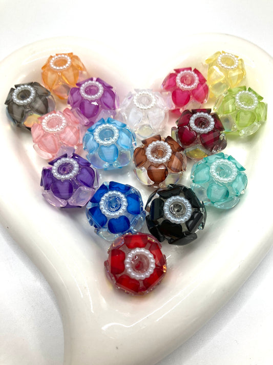 Rhombus mirror Fancy Beads Acrylic heart-shaped beads Pearl gasket beads Random Mix