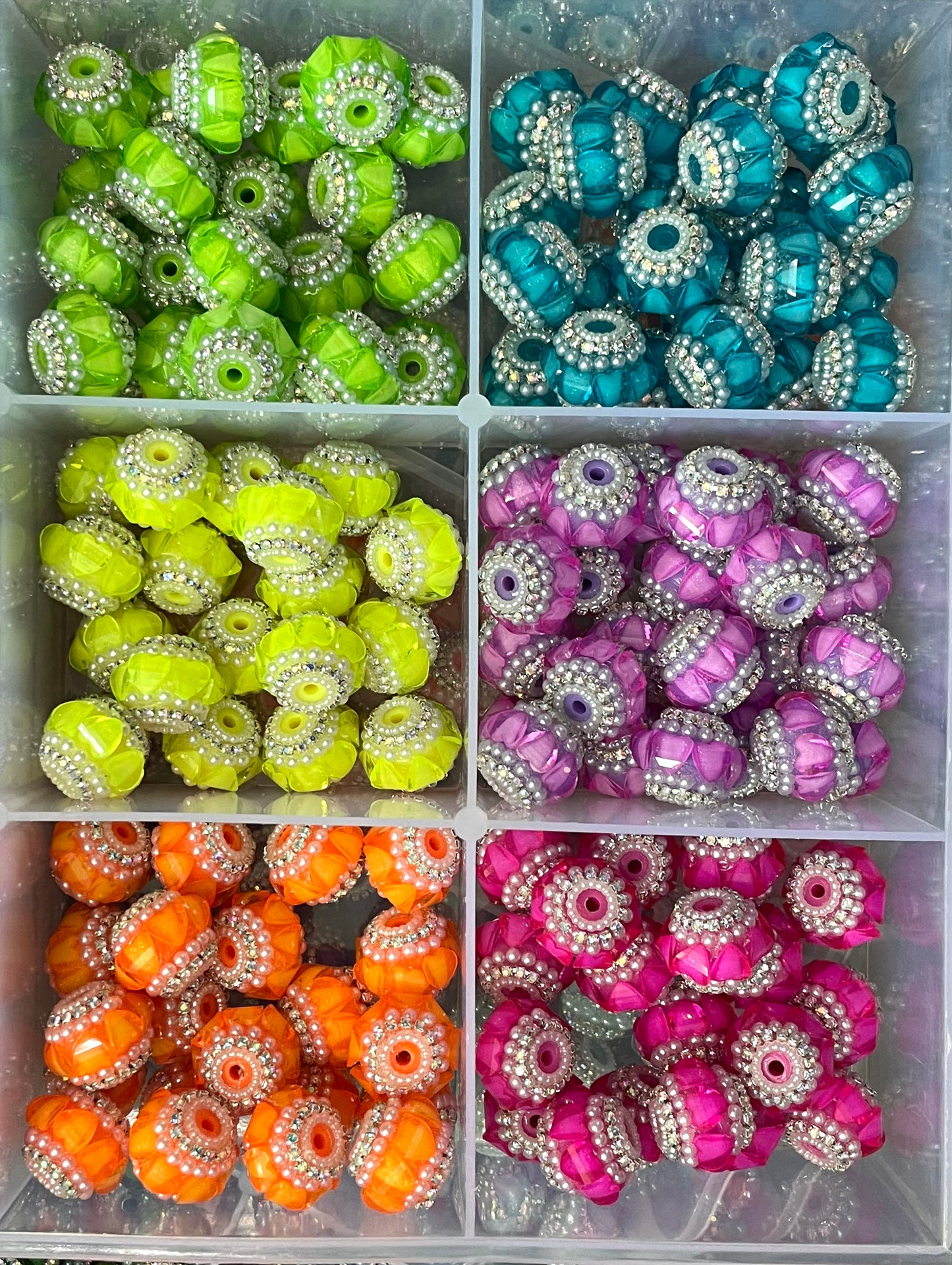 Neon bead heart bead with pearl fancy beads