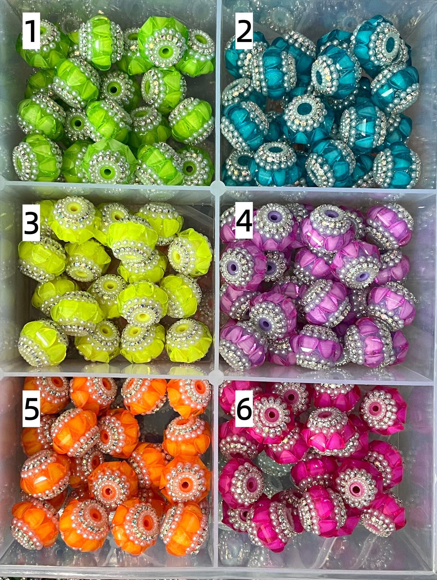 Neon bead heart bead with pearl fancy beads