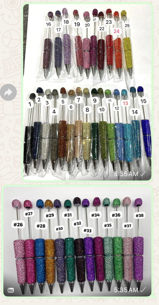 #1-#38 solid color clay rhineston pens diy pens Diy Rhinestone beadable pen Rhinestone pen Bling pen solid color Random MiX
