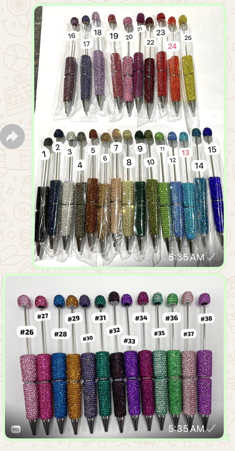 #1-#45 solid color clay rhineston pens diy pens Diy Rhinestone beadabl ...