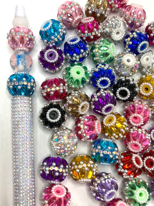 Fancy Beads mirror Rhombic glass Silver chain Pearl bubbles Pearl gasket Random Mix 19mm