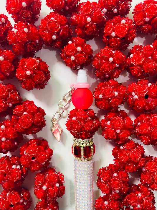 Rose bead Red rose flower Pearl Clay beads