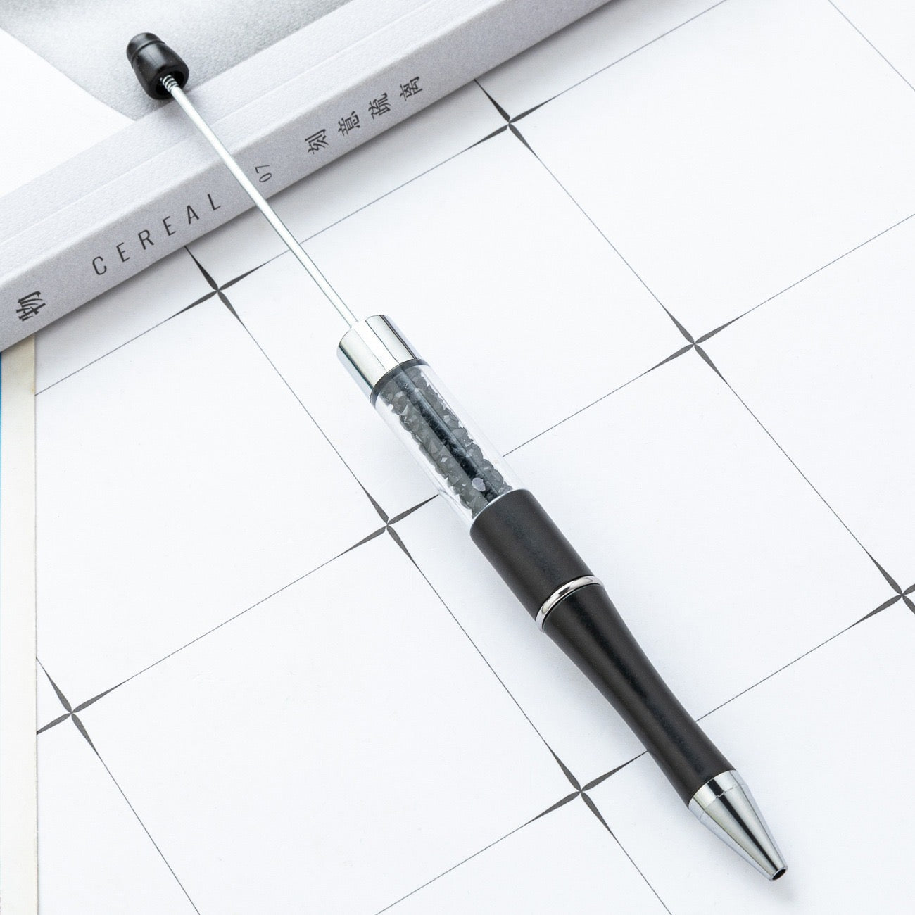 diy pen has the crystal inside the empty plastic tube beadable pen beaded pen ball point plastic pen