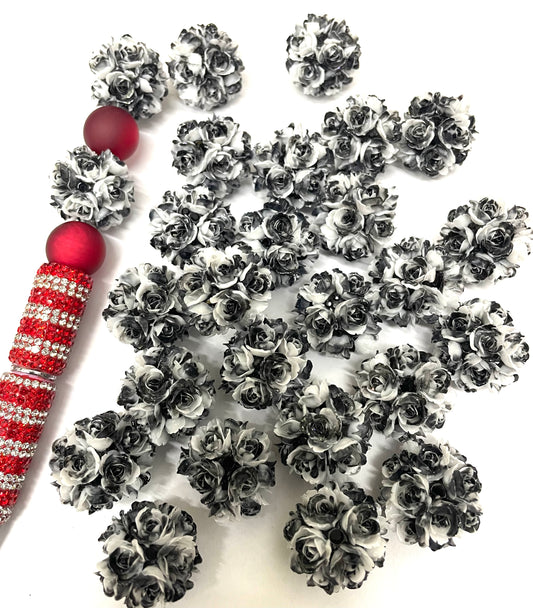 Soft flower black and white color beaded flower diy beads