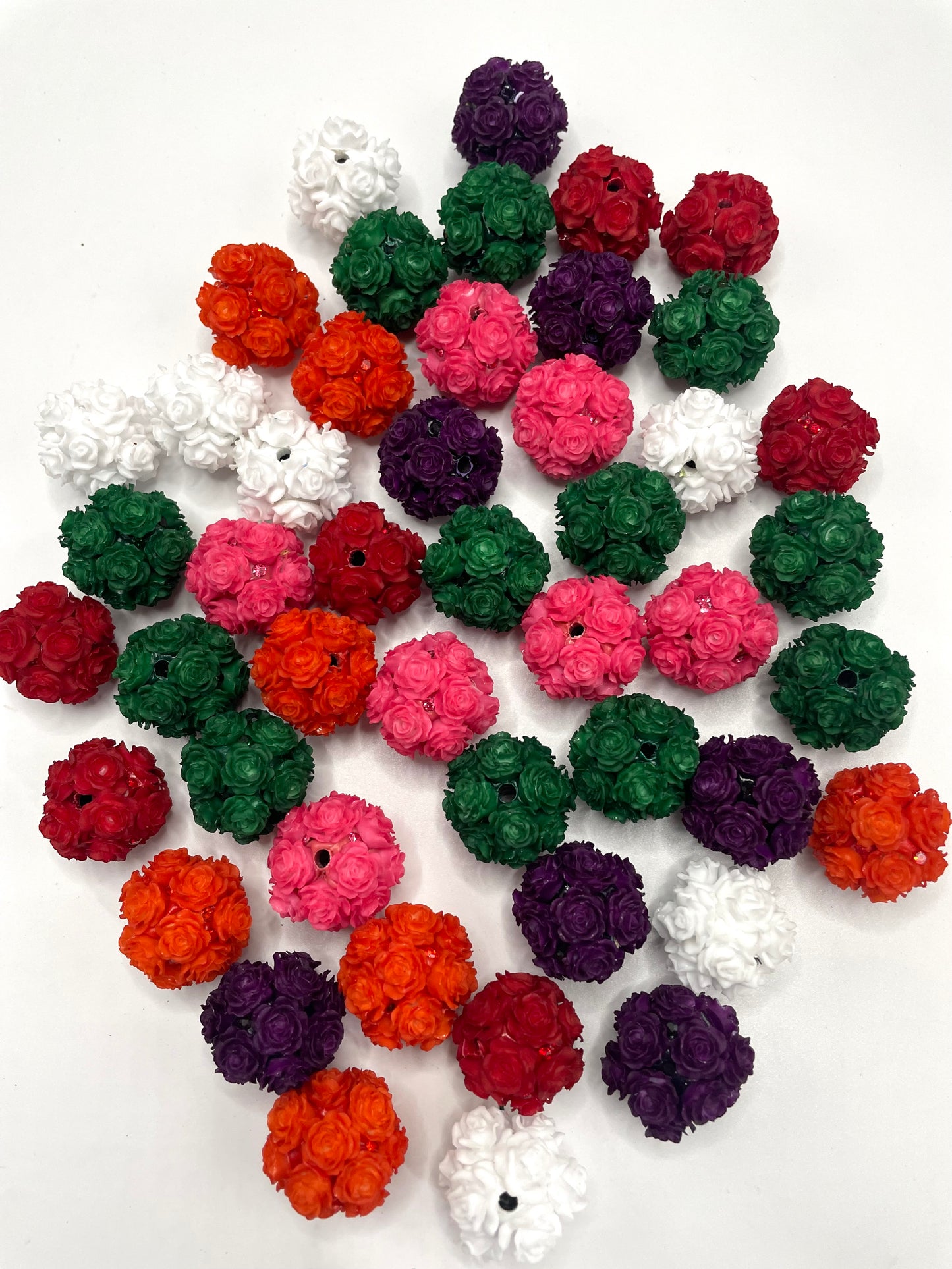 diy clay flower rose beads beaded beadable beads colored Christmas colored ,random mix