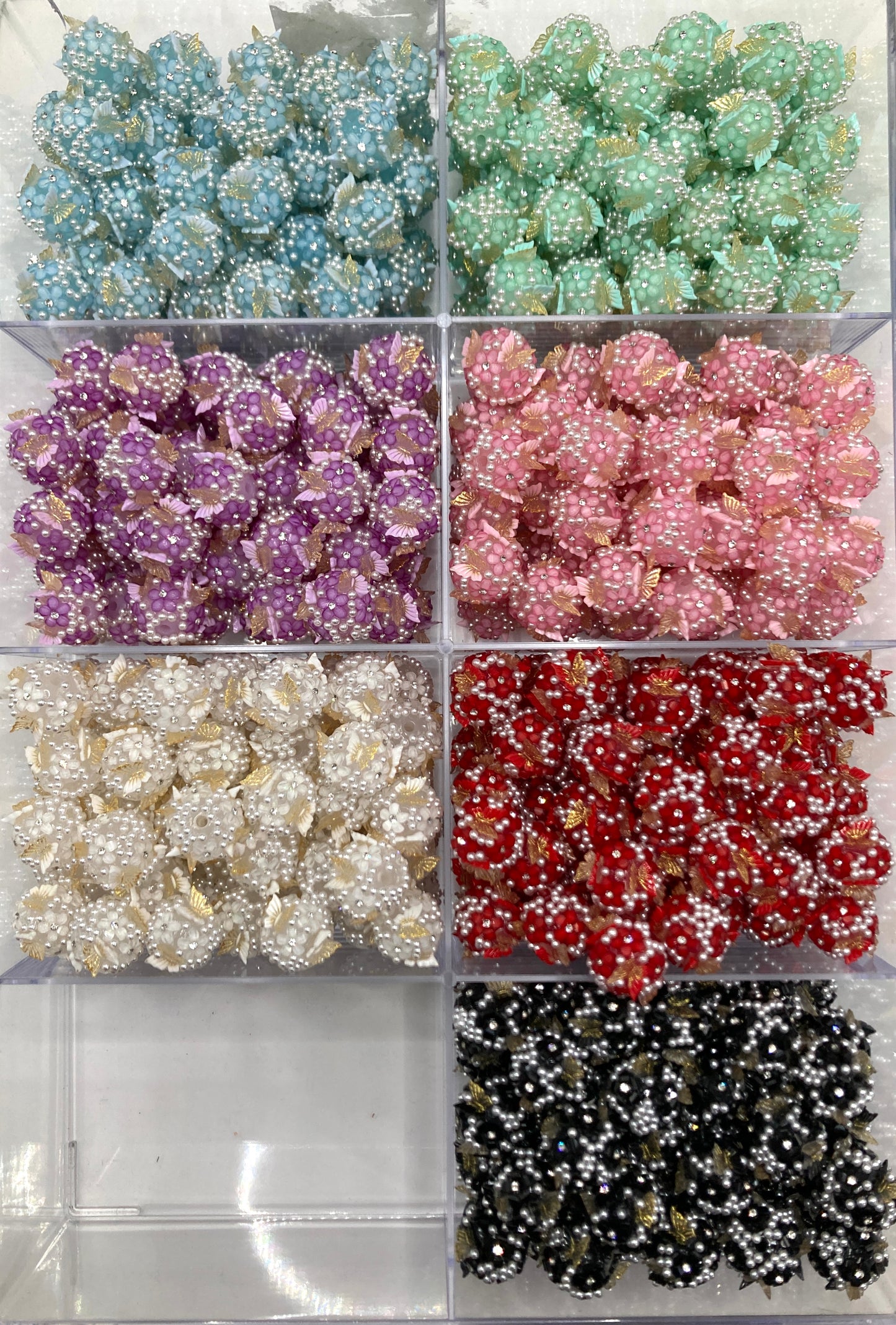 Fancy Beads Butterfly beads Butterfly beads with golden wings Rhinestone flower Pearl Bubble 20mm Random Mix