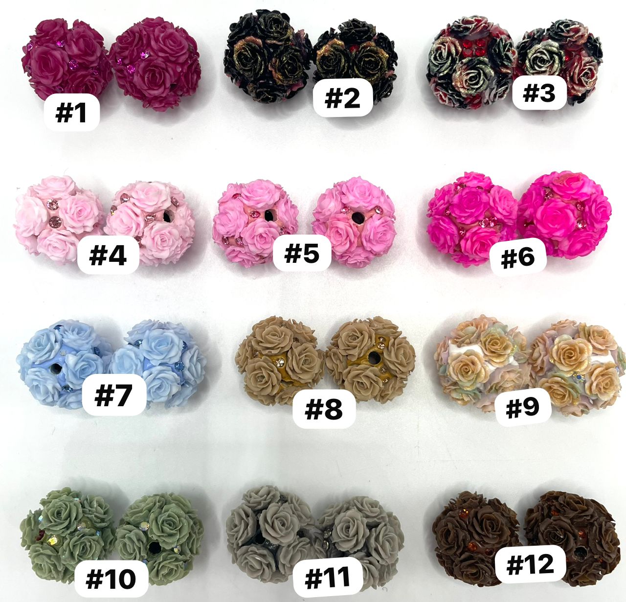 #1-#38Flower beads Soft flower Precious softened clay beads Rhinestone Random Mix