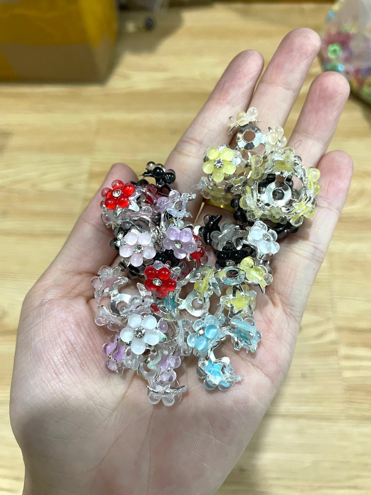 Bead Cap Metal Multicolor Bubble Flower Spacers,Random Mix,22mm