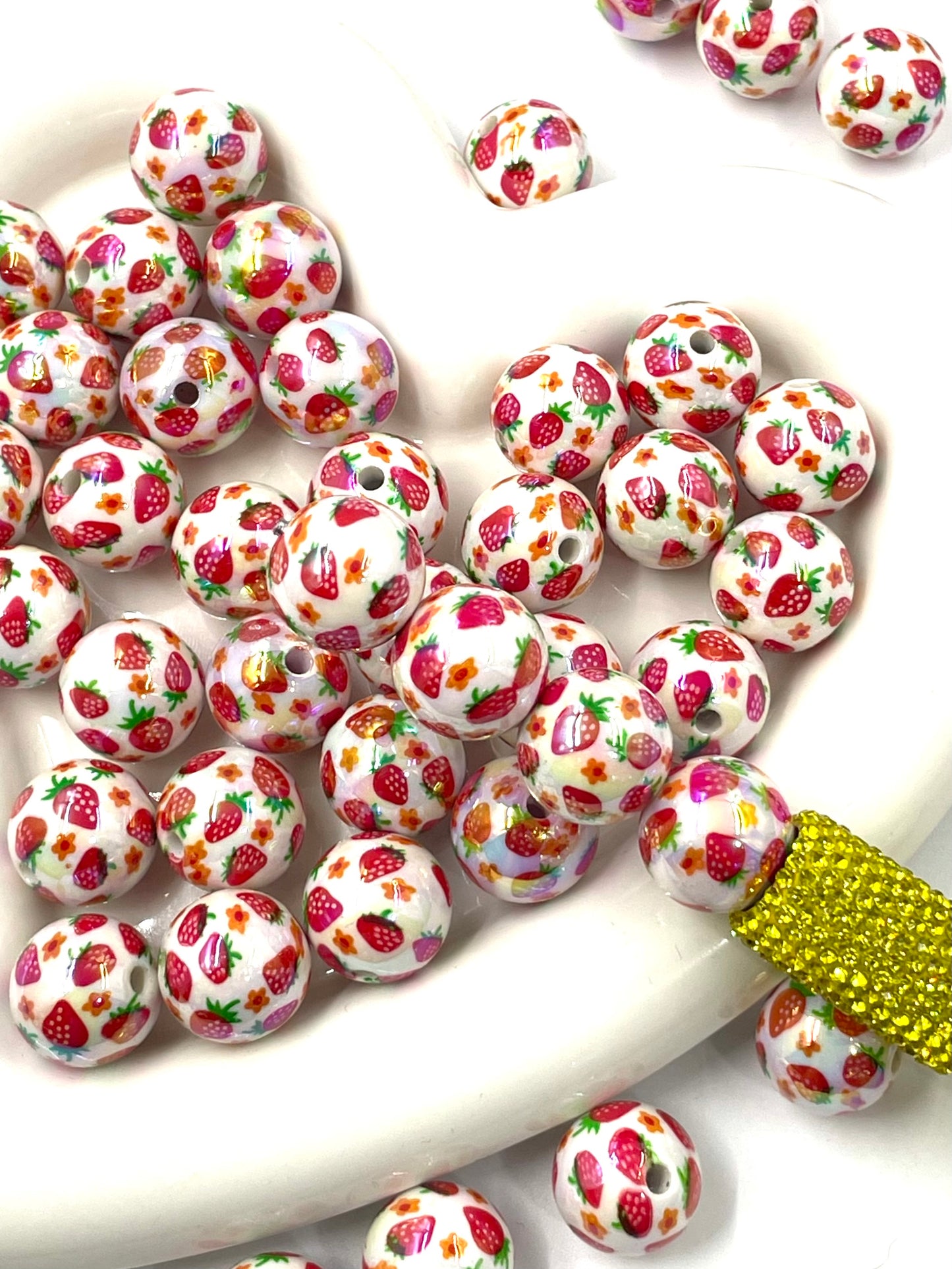 Acrylic beads Printed beads Multi-pattern Flowers, cartoons, fruits, spots acrylic beads 16mm