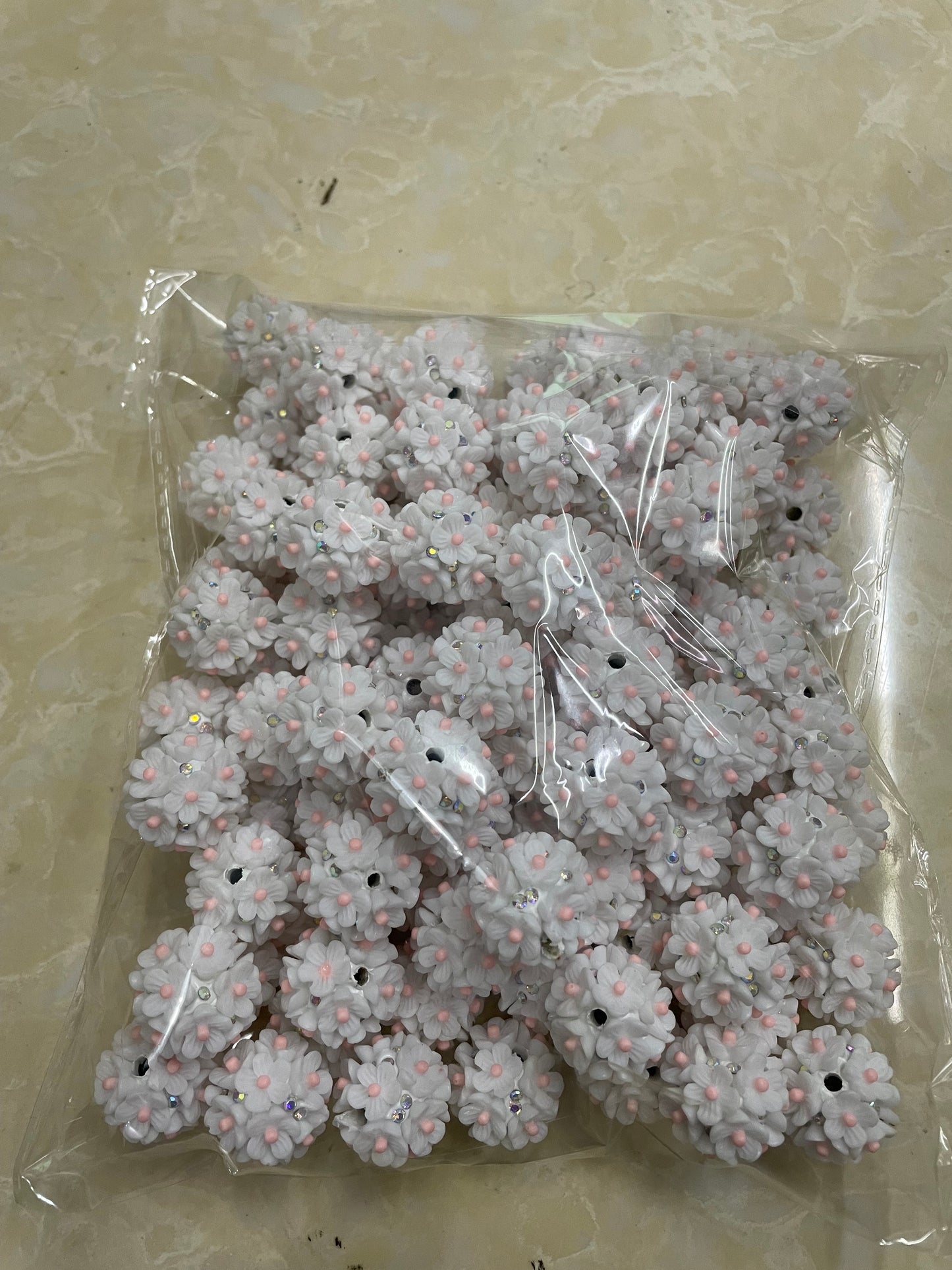 Fancy Clay Rhinstone Flower bead Multicolor flower beads Random Mix 22mm