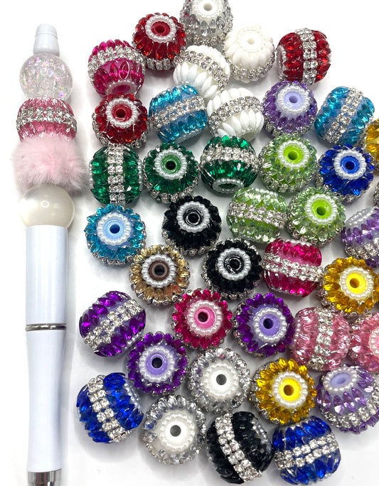 Fancy Beads mirror Acrylic beads Double-layer chain Pearl gasket Random Mix 17mm