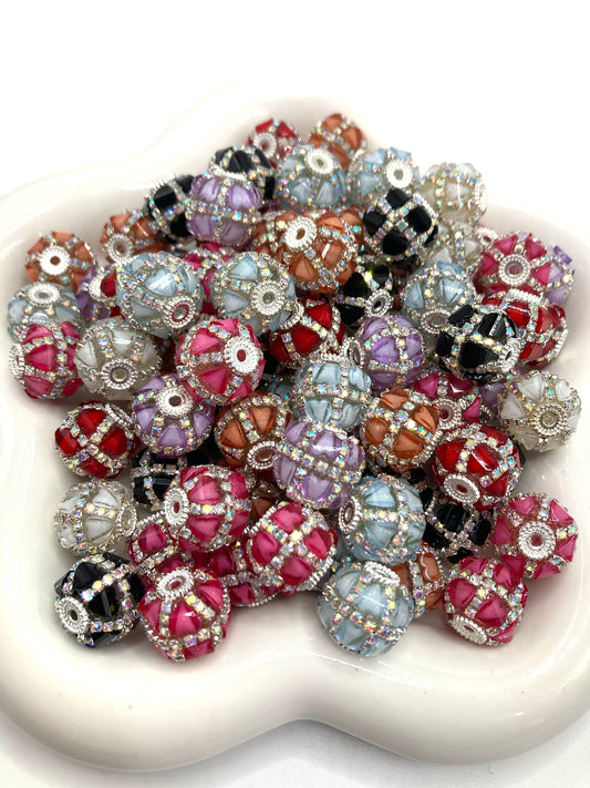 Fancy Beads mirror Heart rhinestone beads Chain and pearl gasket acrylic beads Random Mix