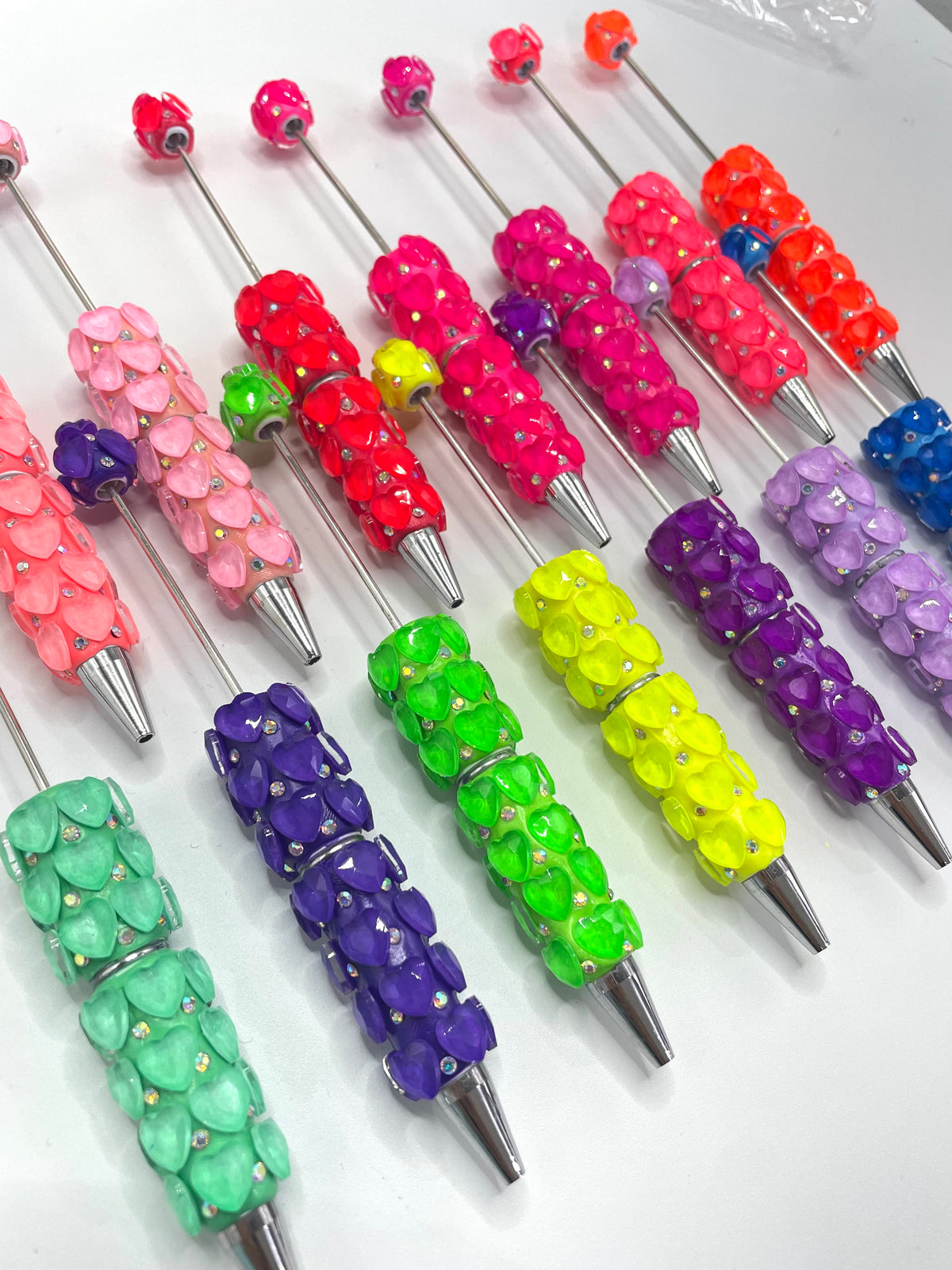 DIY BEADED BEADABLE CRYSTAL HEART NEON PEN ORNMANETS WITH RHINESTONE
