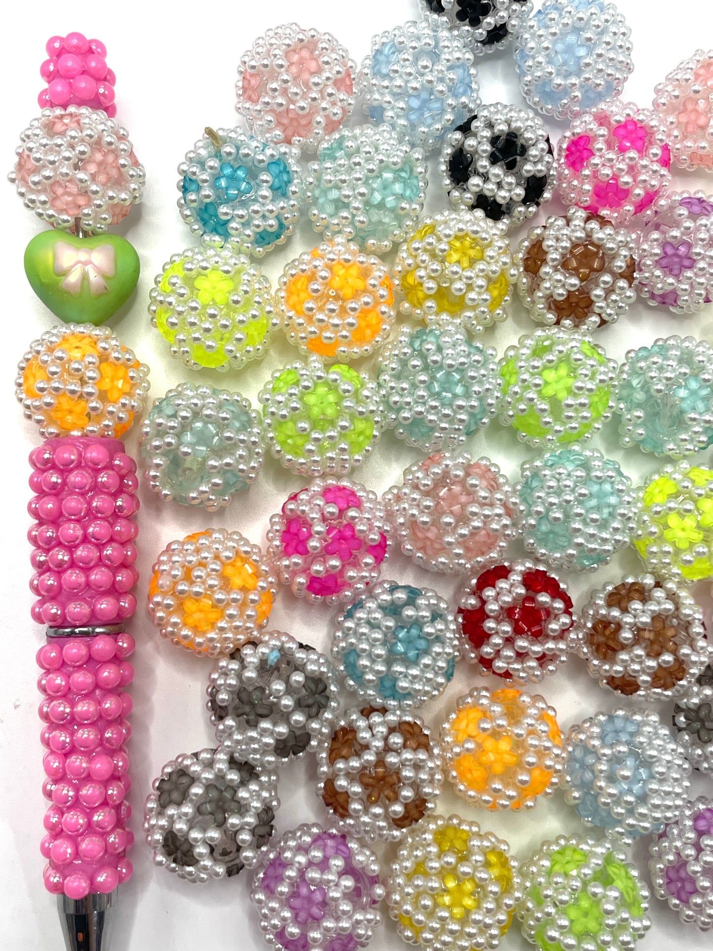 Acrylic beads Bubble Pearl Pearl Translucent acrylic beads 18mm Random Mix