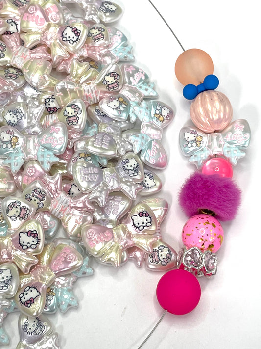 Acrylic bow Shimmering luster Cute cartoon bow(need to screw harder go through pen ,normally for bracelete