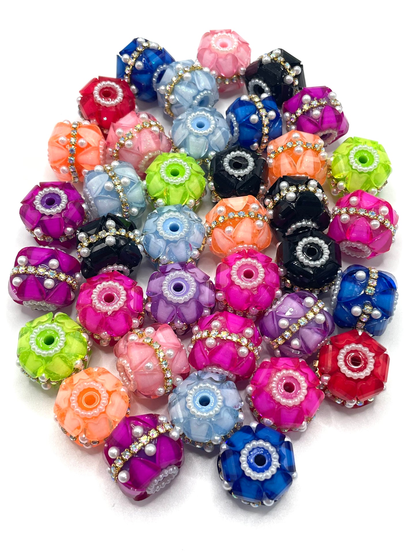 Fancy Beads Pumpkin beads Acrylic beads Heart Pearl bubbles Gold Chain Pearl gasket Beads 18mm Random Mix