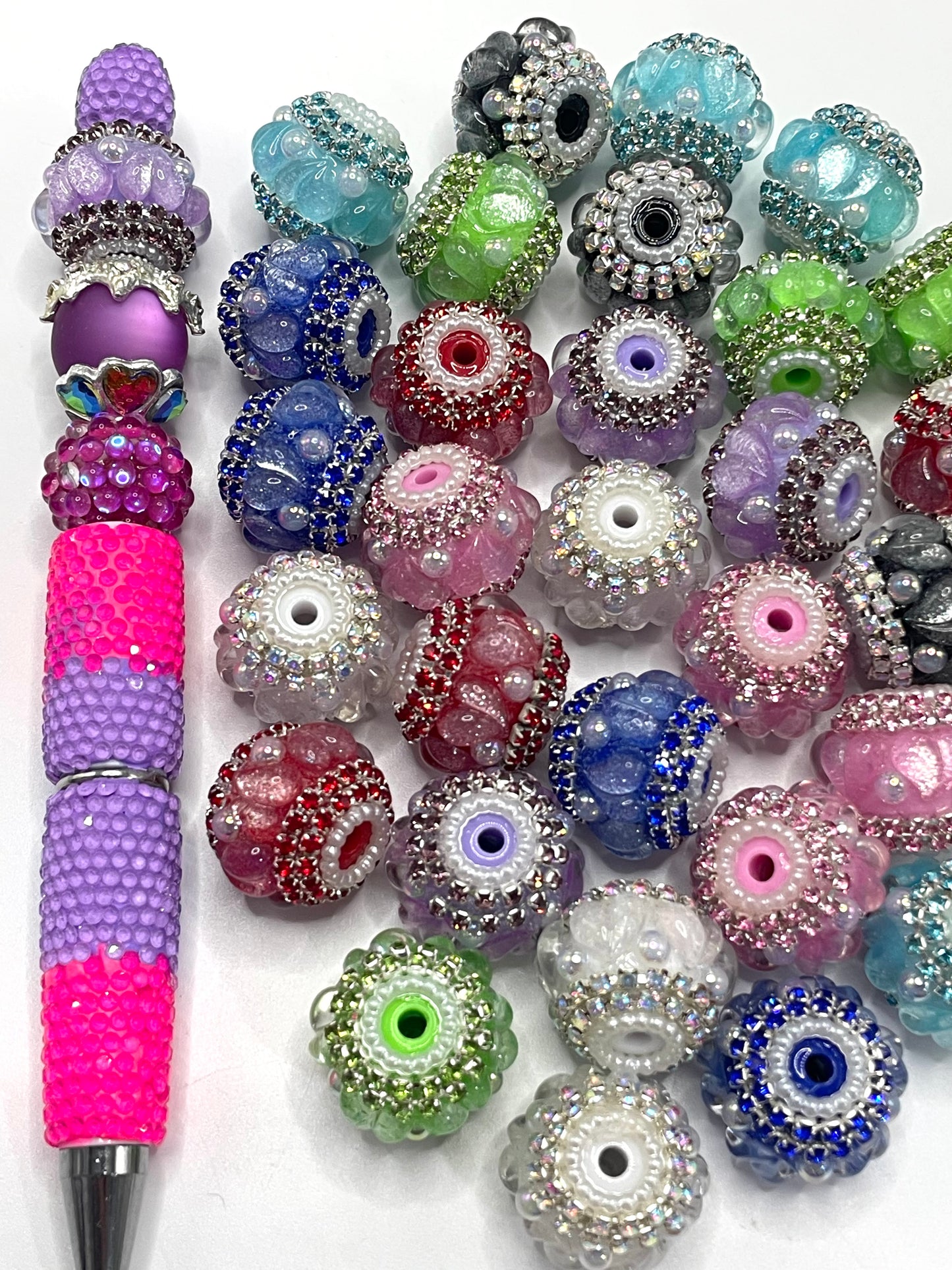 Fancy Beads Heart figure Beads Rhinestone Chain Pearl gasket Spacers Beads Random Mix