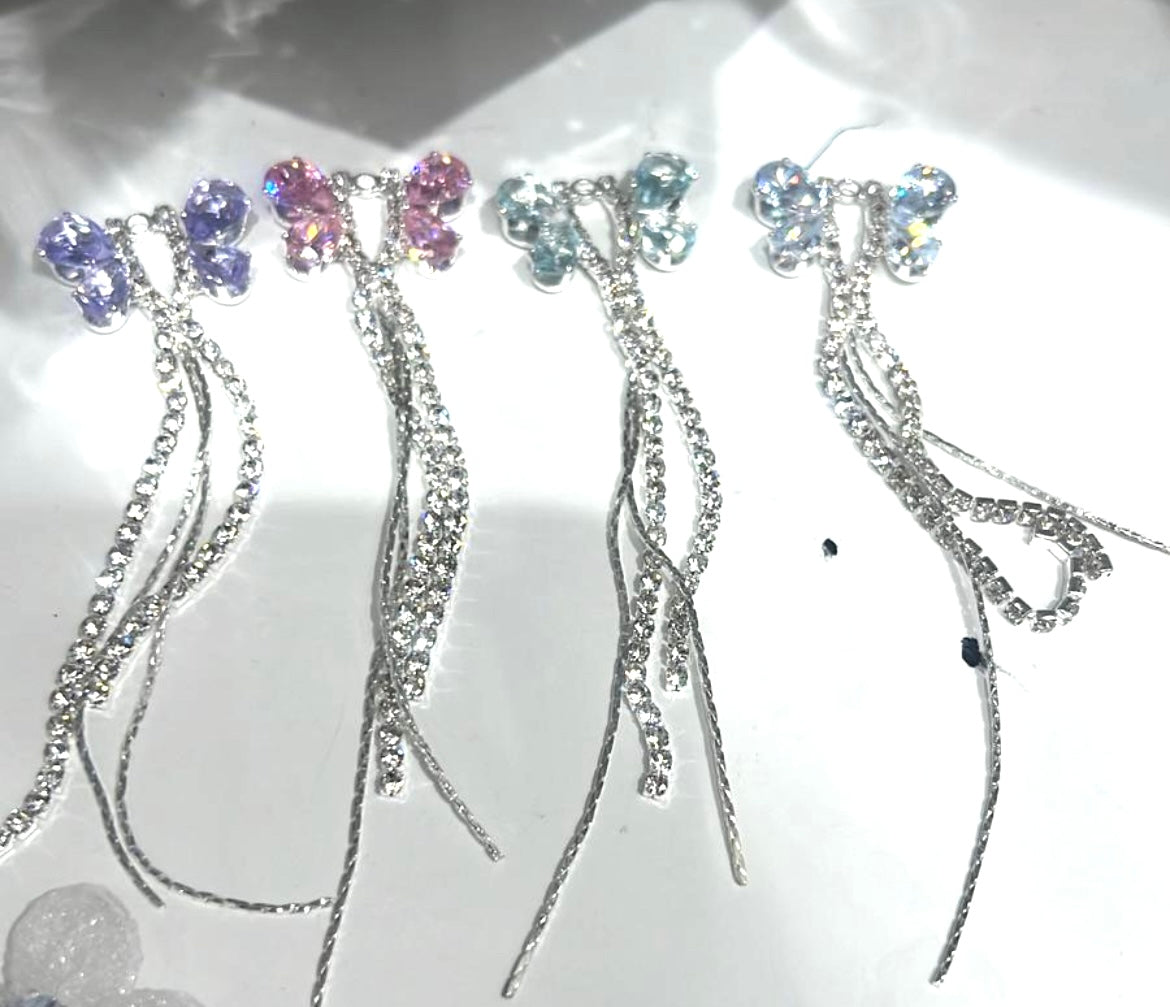 diy charms with fancy dangling dangles bow butterfly rhinestone chain ,random mix