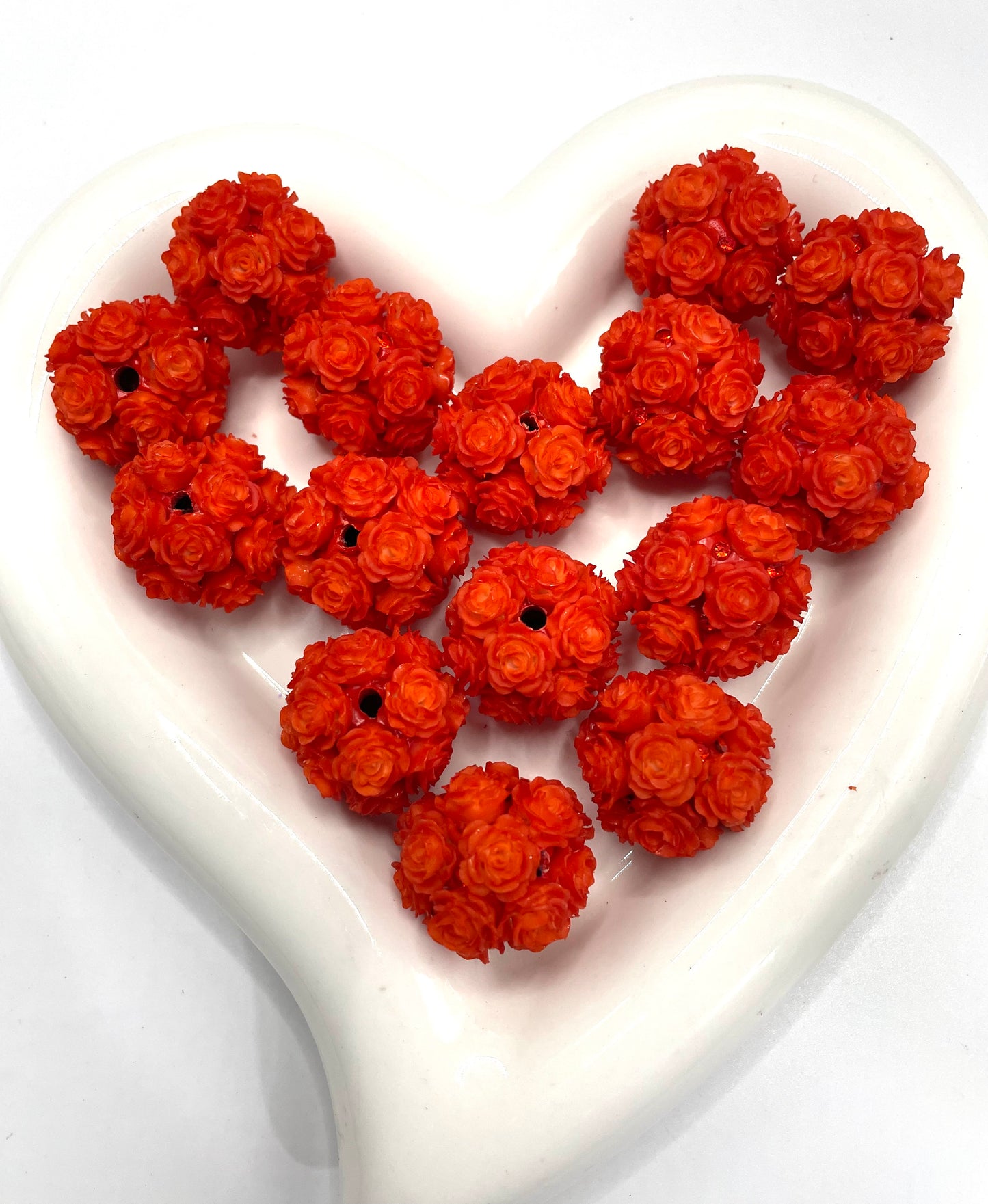 diy clay flower rose beads beaded beadable beads colored Christmas colored ,random mix