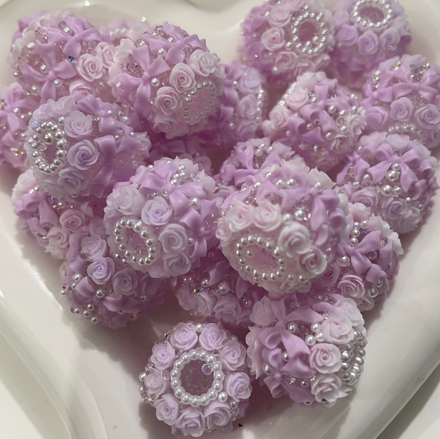 rose flower bead bow pearl bead acrylic bead with bow flower random mix color