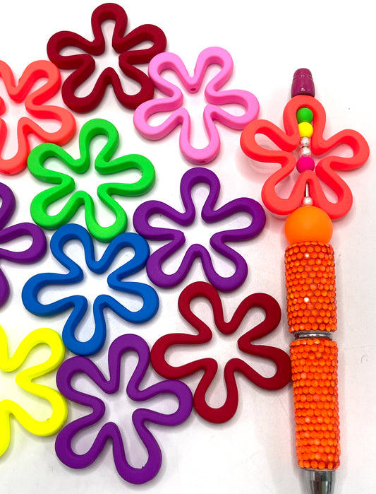Acrylic beads Flower beads Peony flower Hollowed-out flower beads Neon 44mm