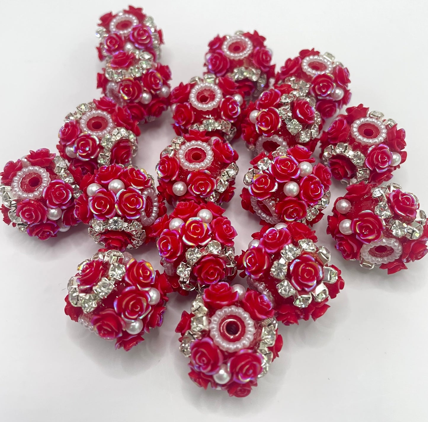flower fancy Flower bead multicolour rose Chain Pearl acrylic Solid bead 23mm Random Mix