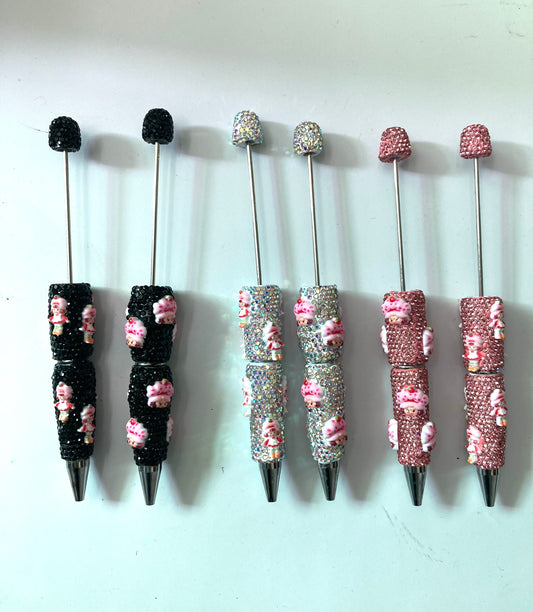 diy pens diy beaded beadable pens with fancy rhinestone strawberry girl strawberry shortcake pen