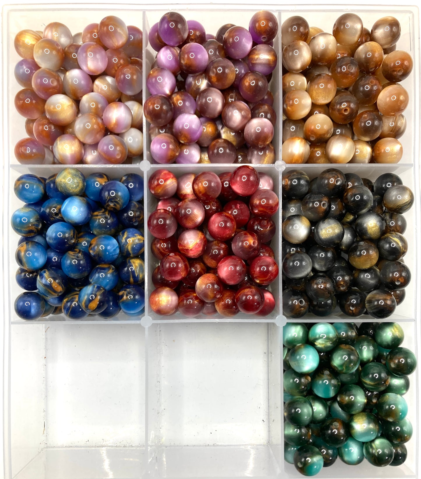 Acrylic beads glitter Lava flow Cat's eye beads 16mm Random Mix