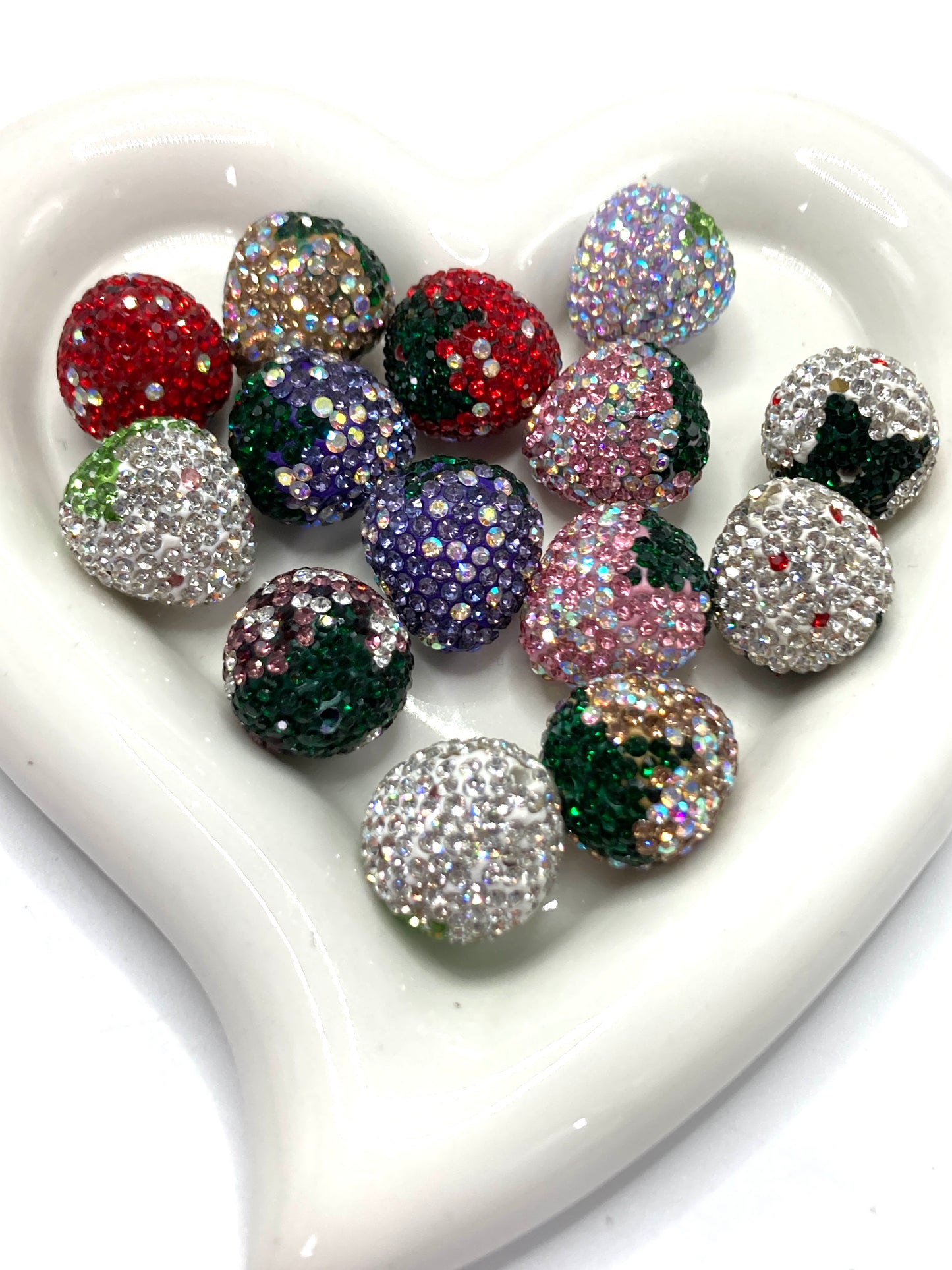 Strawberry Clay Beads  And  Rhinestones,Random Mix,16mm by 20mm