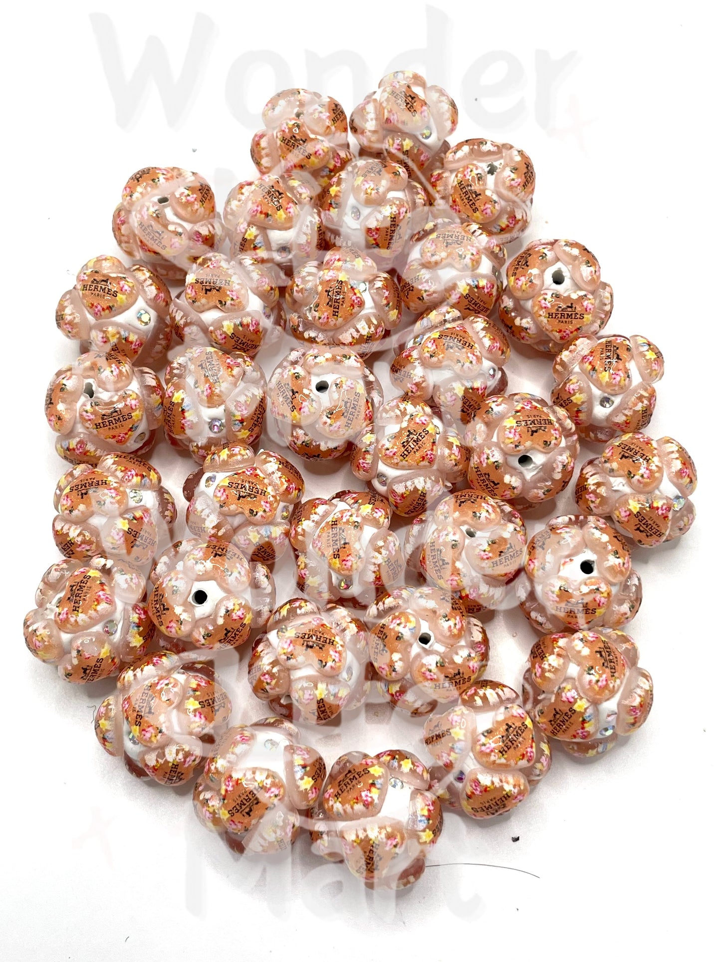 Clay beads Acrylic heart design Fashion beads 20mm Random Mix