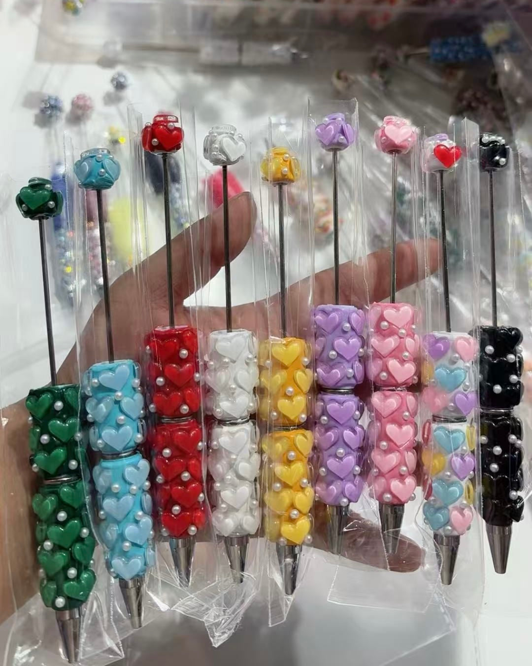 diy with beaded beadable fancy heart pens ornaments with pearl